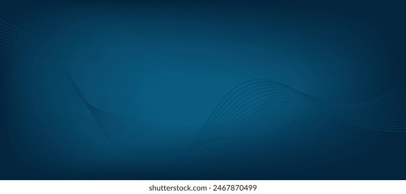Fondo moderno de Vector Abstractas con líneas onduladas azules y partículas. Tecnología de fondo.
