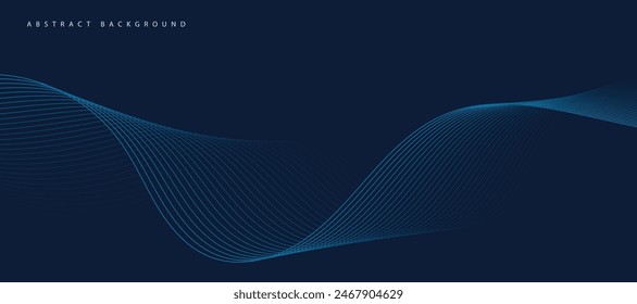 Abstract vector modern background with blue wavy lines and particles. 
