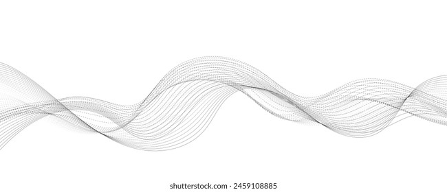 Abstract vector modern background with grey wavy lines and particles. EPS10