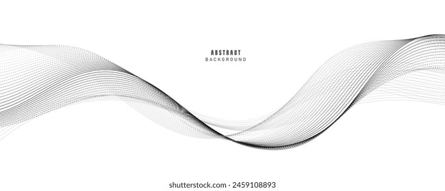 Abstract vector modern background with grey wavy lines and particles. EPS10