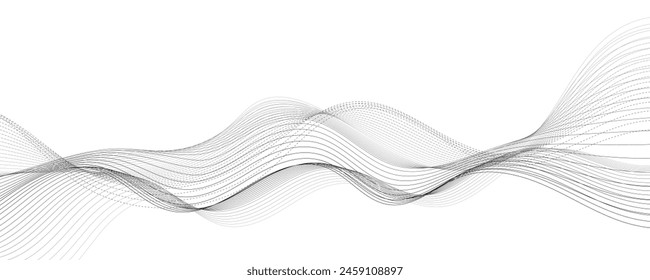 Fondo moderno de Vector Abstractas con líneas onduladas grises y partículas. EPS10