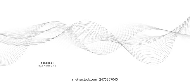 Abstract vector modern background with grey wavy lines and particles. EPS10