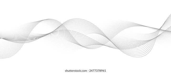 Abstract vector modern background with grey wavy lines and particles. EPS10