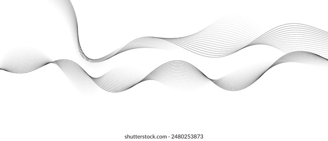 Abstract vector modern background with grey wavy lines and particles. EPS10
