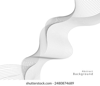 Abstract vector modern background with grey wavy lines and particles. EPS10
