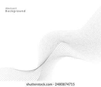 Abstract vector modern background with grey wavy lines and particles. EPS10

