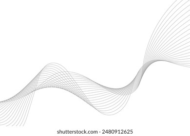 Abstract vector modern background with grey wavy lines and particles. EPS10
