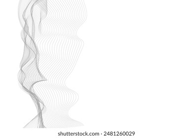Abstract vector modern background with grey wavy lines and particles. Technology backdrop.
