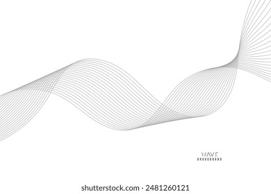 Abstract vector modern background with grey wavy lines and particles. Technology backdrop.
