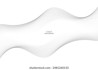 Abstract vector modern background with grey wavy lines and particles. Technology backdrop.
