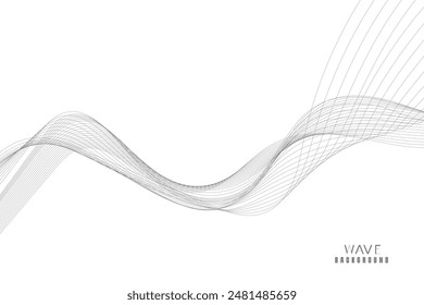 Abstract vector modern background with grey wavy lines and particles. Technology backdrop.
