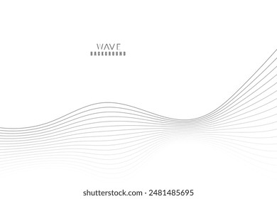 Abstract vector modern background with grey wavy lines and particles. Technology backdrop.
