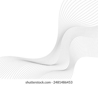 Abstract vector modern background with grey wavy lines and particles. EPS10

