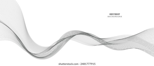 Abstract vector modern background with grey wavy lines and particles. EPS10
