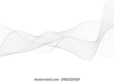 Abstract vector modern background with grey wavy lines and particles. Technology backdrop.
