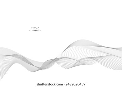 Fondo moderno de Vector Abstractas con líneas onduladas grises y partículas. Tecnología de fondo.
