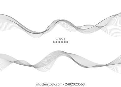 Abstract vector modern background with grey wavy lines and particles. Technology backdrop.
