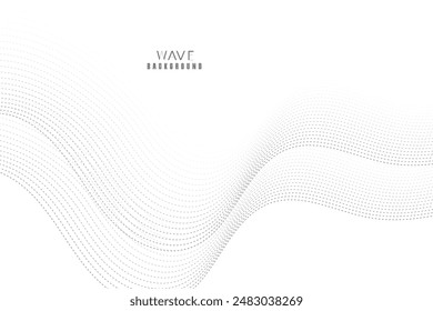 Abstract vector modern background with grey wavy lines and particles. Technology backdrop.
