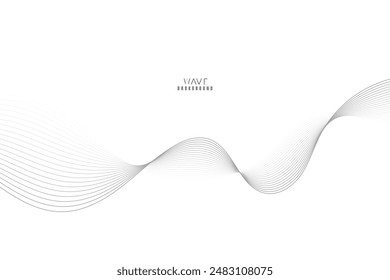Abstract vector modern background with grey wavy lines and particles. Technology backdrop.
