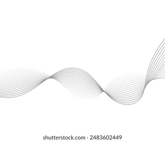 Abstract vector modern background with grey wavy lines and particles. EPS10

