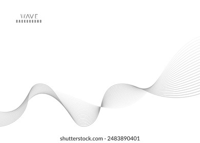 Abstract vector modern background with grey wavy lines and particles. Technology backdrop.
