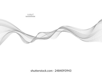 Abstract vector modern background with grey wavy lines and particles. Technology backdrop.
