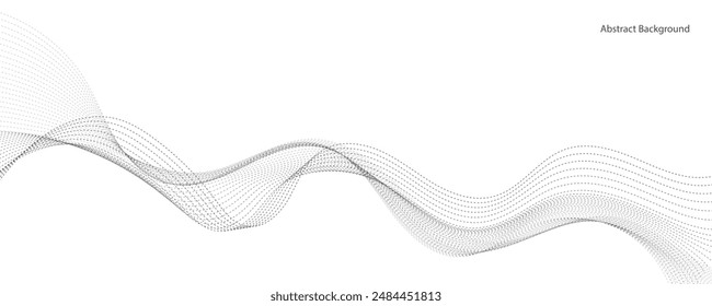Abstract vector modern background with grey wavy lines and particles. EPS10
