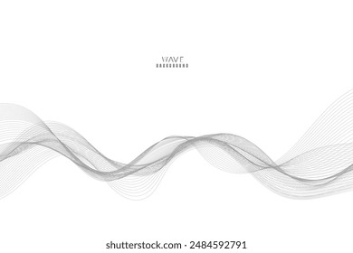 Abstract vector modern background with grey wavy lines and particles. Technology backdrop.

