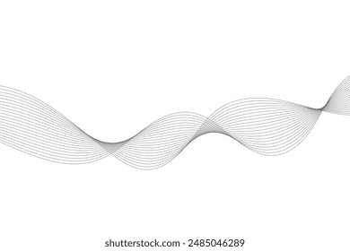 Abstract vector modern background with grey wavy lines and particles. EPS10
