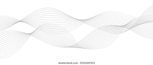 Abstract vector modern background with grey wavy lines and particles. EPS10