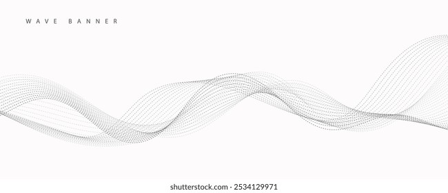 Abstract vector modern background with grey wavy lines and particles. EPS10
