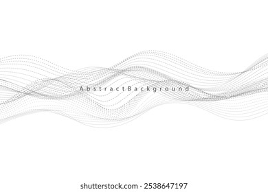 Abstract vector modern background with grey wavy lines and particles. EPS10