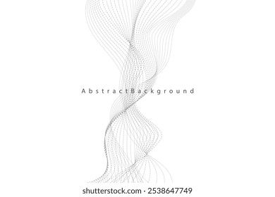 Abstract vector modern background with grey wavy lines and particles. EPS10
