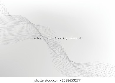 Abstract vector modern background with grey wavy lines and particles. EPS10