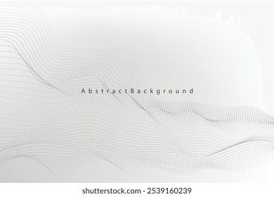 Abstract vector modern background with grey wavy lines and particles. EPS10