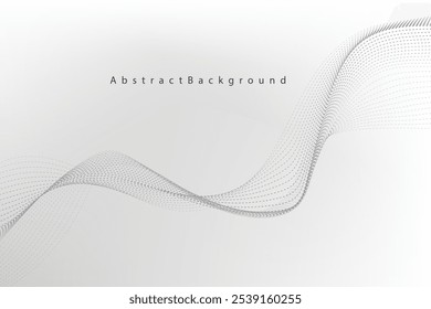 Abstract vector modern background with grey wavy lines and particles. EPS10
