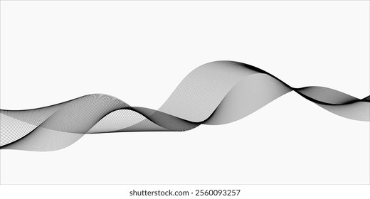 Abstract vector modern background with grey wavy lines and particles. EPS10