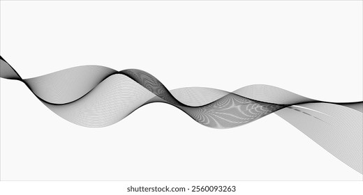 Abstract vector modern background with grey wavy lines and particles. EPS10