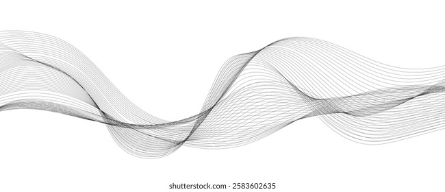 Abstract vector modern background with grey wavy lines and particles. EPS10
