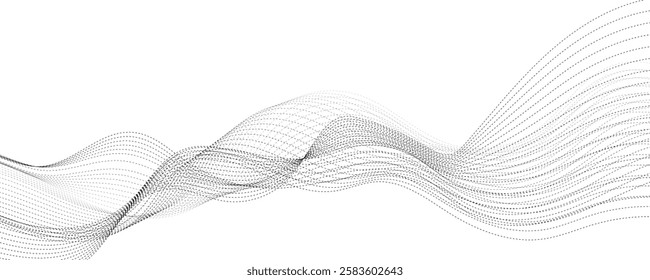 Abstract vector modern background with grey wavy lines and particles. EPS10