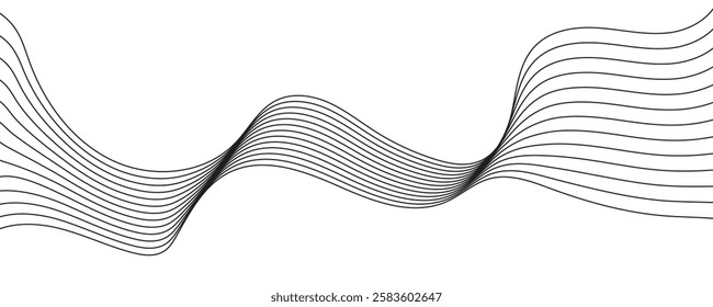 Abstract vector modern background with grey wavy lines and particles. EPS10