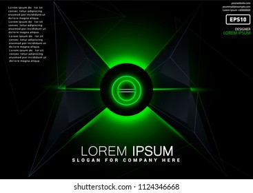 Abstract vector modern background. Technology design. Templates with black neon glow, geometric triangular background