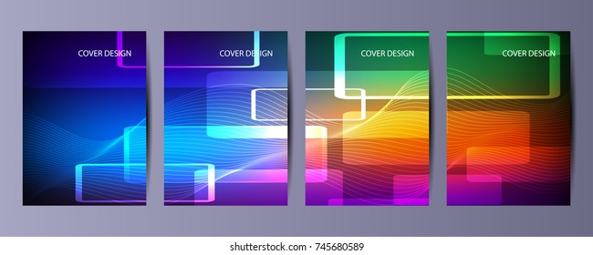  abstract vector modern brochure with lines and waves and squares / annual report /design templates / future Poster template design