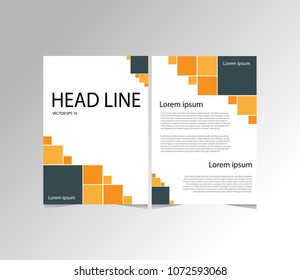 Abstract vector modern Business flyers, brochure , magazine  with background orange and blue cover vector size template A4