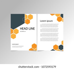 Abstract vector modern Business flyers, brochure , magazine  with background orange and blue cover vector size template A4