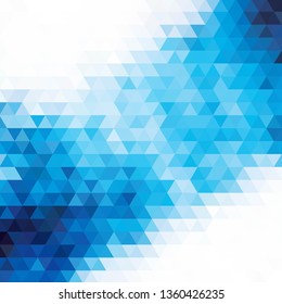 Abstract vector modern flyer / brochure design template with colorful geometric triangular background. BLue colors on white 