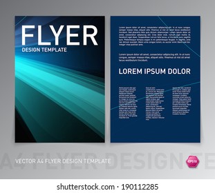 Abstract vector modern flyer / brochure design template. Blue smooth background. 