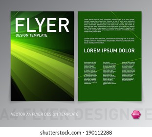 Plantilla de diseño de folleto/volante moderno vector abstracto. Fondo verde liso.