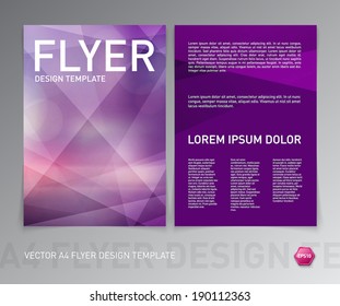 Abstract Vector Modern Flyer / Brochure Design Template. Smooth Purple Polygonal Background.