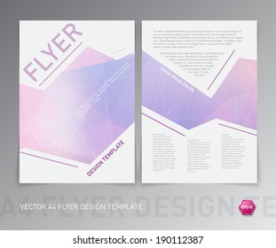 Abstract vector modern flyer / brochure design template. Smooth light purple geometric polygonal background.